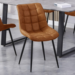 Alba Tan Suede Effect Plush Padded Dining Chair Set of 2