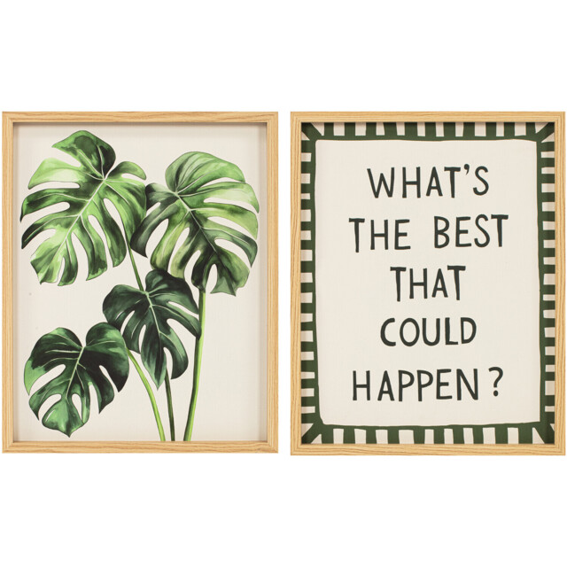 Green Botanical Slogan Canvas 2 Piece - image 1