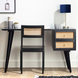 Desser Venice 2 Drawer Black Rattan and Mango Wood Dressing Table Set - thumbnail 1