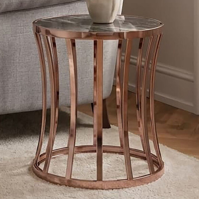 Premier Housewares Tula Rose Gold Finish Round Side Table - image 1