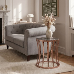 Premier Housewares Tula Rose Gold Finish Round Side Table - thumbnail 3