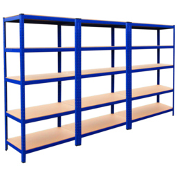 MonsterShop T-Rax 5 Shelf Blue Metal Storage Shelving Rack 90cm Set of 3