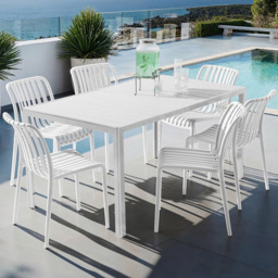 tectake Alcudia White Plastic Stackable Garden Chair Set of 6