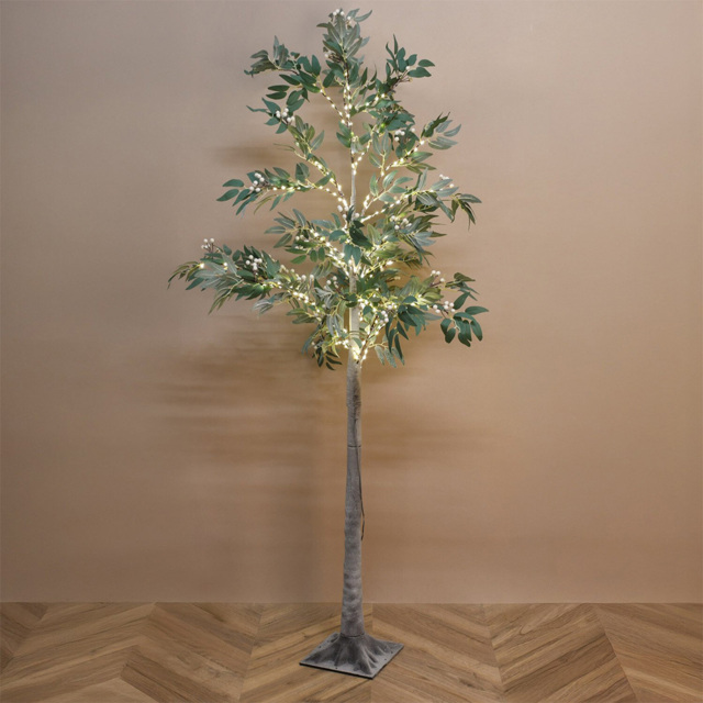 Green and White 260 LED Frosted Mistletoe Tree Christmas Decoration 180cm - image 1