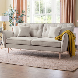 Opry Faro 3 Seater Button Back Linen Sofa