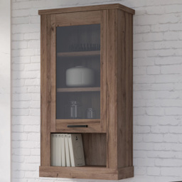 Florence Corona Single Door Tabak Oak Display Cabinet