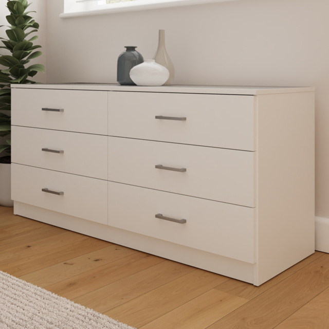 GFW Bailey White 6 Drawer Chest of Drawers