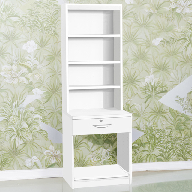 R White Cabinets White Single Drawer 4 Shelf Printer Desk Stand with Hutch - image 1