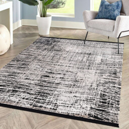 Striato Black and White Texture Rug 120cm - thumbnail 1