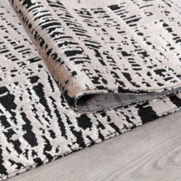 Striato Black and White Texture Rug 120cm - thumbnail 2