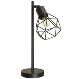 ValueLights Angus Matt Black Metal Geometric Basket Shade LED Table Lamp