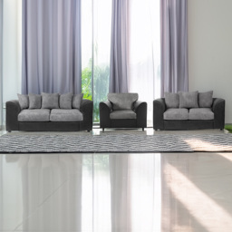 Luxor 6 Seater Black and Grey Jumbo Cord Sofa Set with Scatter Back - thumbnail 1