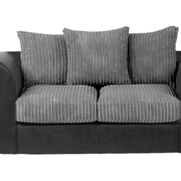 Luxor 6 Seater Black and Grey Jumbo Cord Sofa Set with Scatter Back - thumbnail 3