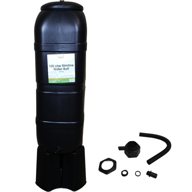 Samuel Alexander 100L Black Slimline Garden Water Butt - image 1