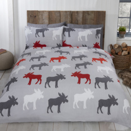 Rapport Home Moose King Size Grey Brushed Cotton Duvet Set