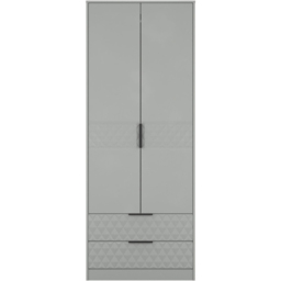 Crowndale Harlequin 2 Door 2 Drawer Dusk Grey Tall Wardrobe Ready Assembled - thumbnail 3