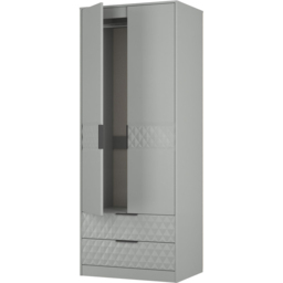 Crowndale Harlequin 2 Door 2 Drawer Dusk Grey Tall Wardrobe Ready Assembled - thumbnail 4