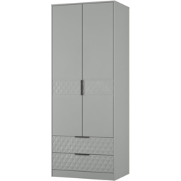 Crowndale Harlequin 2 Door 2 Drawer Dusk Grey Tall Wardrobe Ready Assembled - thumbnail 2