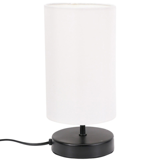ValueLights Francis Black Touch Table Lamp with White Shade and Bulb - image 1