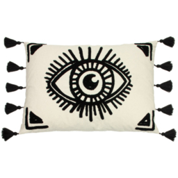 furn. Ashram Eye Monochrome Embroidered Cushion - thumbnail 1