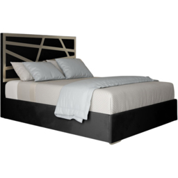 Arabella Black Single Velvet Upholstered Metal Bed Frame with Panelled Headboard - thumbnail 2