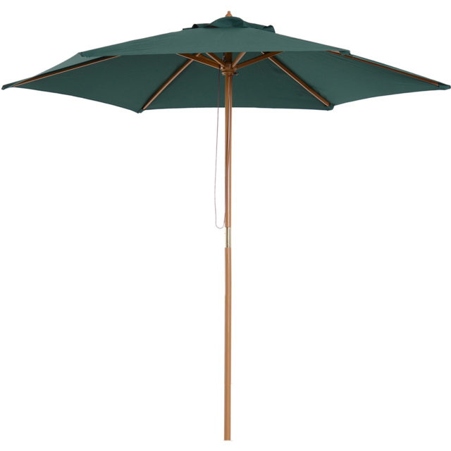 Outsunny Dark Green Wooden Parasol 2.5m