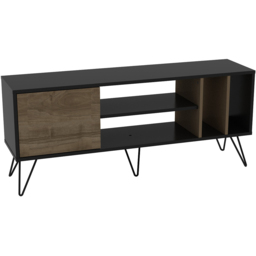 Decorotika Mistico Single Door 4 Shelf Black and Walnut TV Unit - thumbnail 2