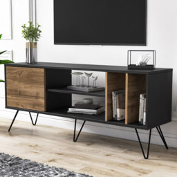 Decorotika Mistico Single Door 4 Shelf Black and Walnut TV Unit