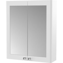 nuie Classique 2 Door Satin White Wall Hung Mirror Cabinet - thumbnail 2