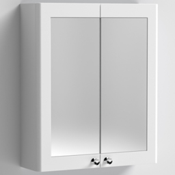 nuie Classique 2 Door Satin White Wall Hung Mirror Cabinet - thumbnail 1