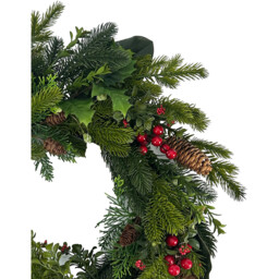 Traditional Green Holly and Berry Christmas Wreath 66cm - thumbnail 4
