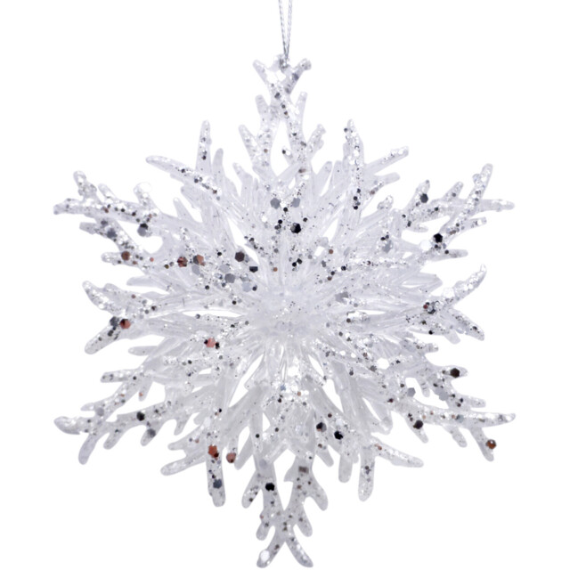 Sparkly Snowflake White Hanging Christmas Decoration