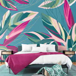 Origin Murals Botanical Calathea Leaves Blue Wall Mural
