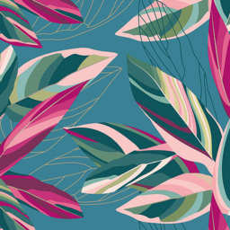 Origin Murals Botanical Calathea Leaves Blue Wall Mural - thumbnail 2