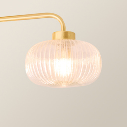 ValueLights Amaia Gold 3 Way Clear Ribbed Glass LED Ceiling Light - thumbnail 4