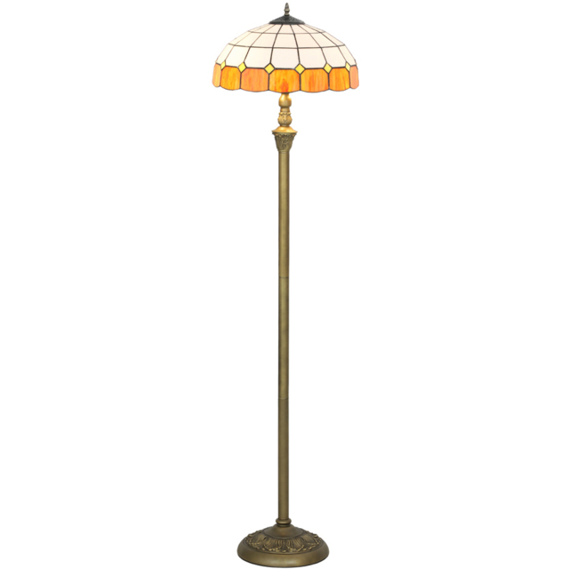 HOMCOM Orange Handcrafted Stained Glass Shade Vintage Floor Lamp - image 1