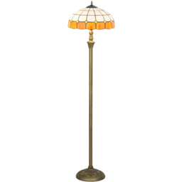 HOMCOM Orange Handcrafted Stained Glass Shade Vintage Floor Lamp - thumbnail 1