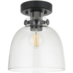 Merano Alessandria Bowl Smokey Grey and Black Semi Flush Ceiling Light