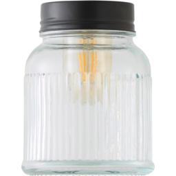 ValueLights Black Ribbed Pattern Glass Jar Pendant Shade - thumbnail 1