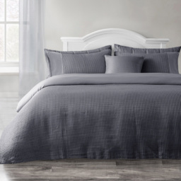 Velosso Waffle Single Charcoal Duvet and Pillowcase Set