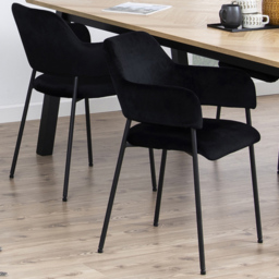 Florence Lima Set of 2 Black Dining Chairs with Armrest