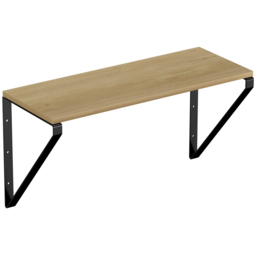 Homebase Light Oak Effect Hanging Shelf with Black Brackets 2 Pack - thumbnail 3