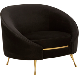 Premier Housewares Manhattan Black Velvet Cocoon Chair - thumbnail 2
