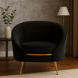 Premier Housewares Manhattan Black Velvet Cocoon Chair - thumbnail 4