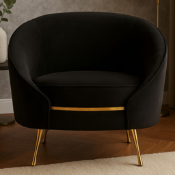 Premier Housewares Manhattan Black Velvet Cocoon Chair