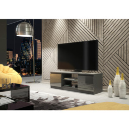 Creative Furniture Aura Dark Grey and Dark Grey Gloss 2 Door 2 Shelf TV Unit - thumbnail 3