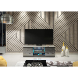 Creative Furniture Aura Dark Grey and Dark Grey Gloss 2 Door 2 Shelf TV Unit - thumbnail 4