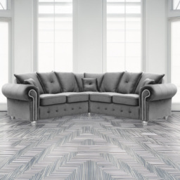 Portland Zoey 5 Seater Plush Velvet Chesterfield Style L Shape Corner Sofa