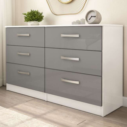 Lynx 6 Drawer Grey and White Chest of Drawers - thumbnail 1