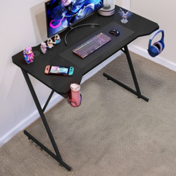 House of Home Carbon Fibre Top Black Gaming Computer Desk